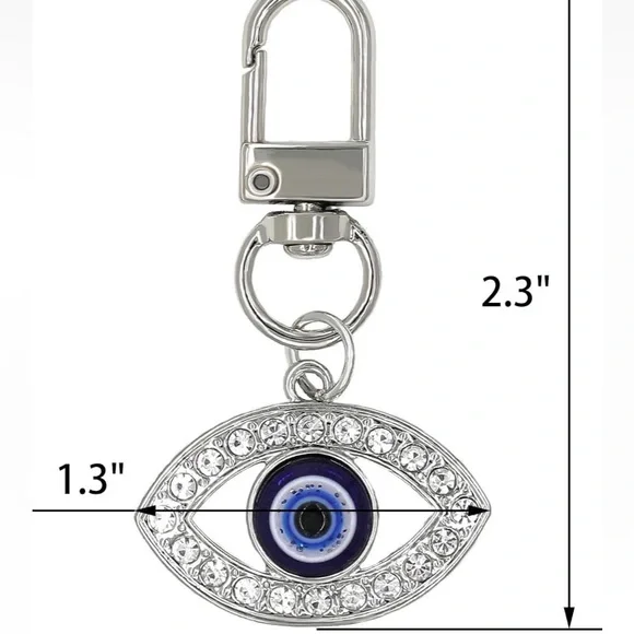 Silver Evil Eye bag/purse charm with Crystals - Picture 6 of 6